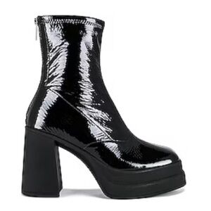 Free People Platform Double Stack Patent Black Booties NEW 38.5